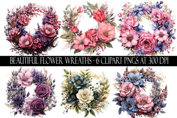 Download Beautiful Flower Wreath Clipart - Premium Bundle