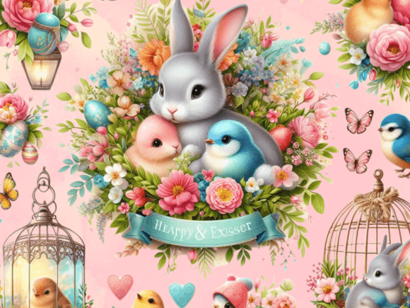 Download Easter Bunny in a Beautiful Flower Garde - Premium Resources