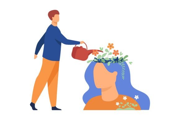 Download Tiny Man and Beautiful Flower Garden Ins - Premium Resources